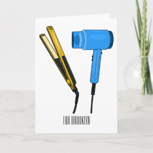 Tarjeta Secador de pelo y ilustracion de alisador de pelo
