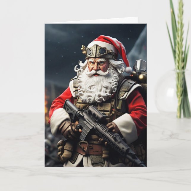 Tarjeta Second Amendment Santa Christmas Card Conservative (Anverso)