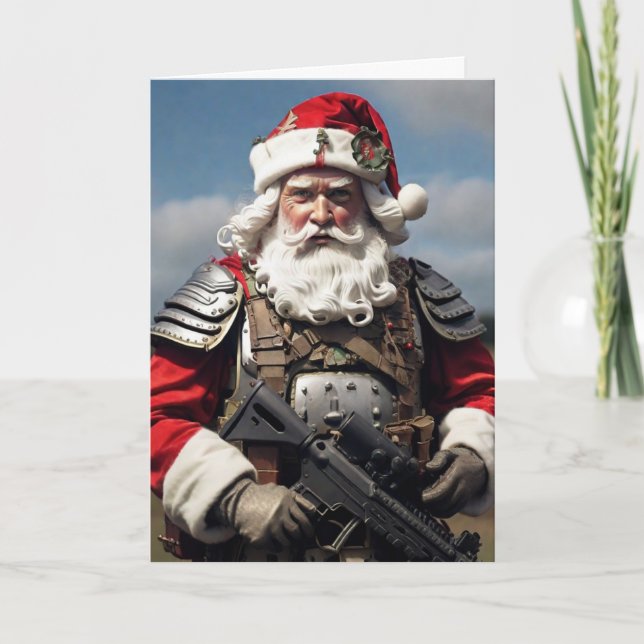 Tarjeta Second Amendment Santa Christmas Card Hunter  (Anverso)