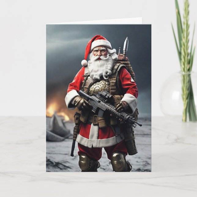 Tarjeta Second Amendment Santa Christmas Card Patriotic (Anverso)