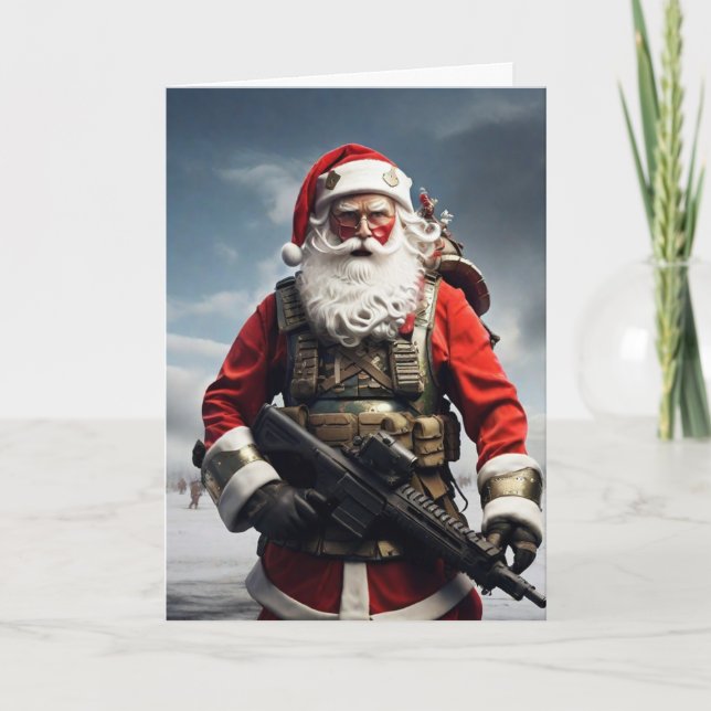 Tarjeta Second Amendment Santa Christmas Card Patriotic  (Anverso)