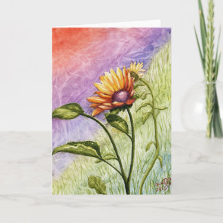 Tarjeta Secretos de girasol en el saludo en blanco al atar