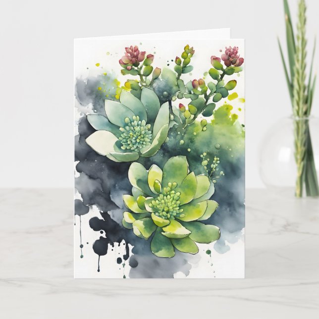 Tarjeta Sedum - Fundas para iPad mini de flores acuarela (Anverso)