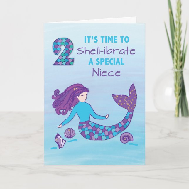 Tarjeta Segunda Noche de Nacimiento Sparkly Look Mermaid (Anverso)