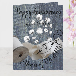 Tarjeta Segundo aniversario Boda del algodón personalizado