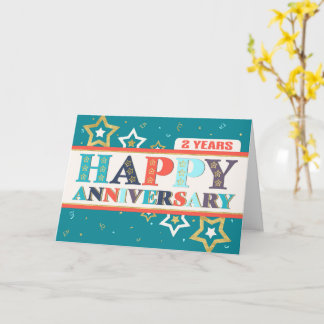 Tarjeta Segundo aniversario de Empleados Colores y Estrell