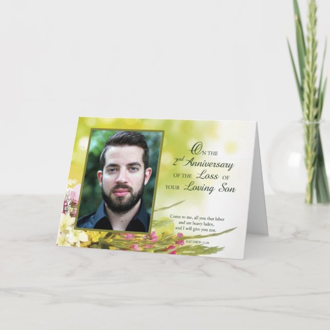 Tarjeta Segundo aniversario de la foto de un Personalizado (Anverso)