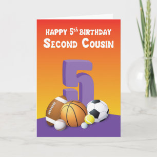 Tarjeta Segundo Chica primo 5º Balls Deportiva de Cumpleañ
