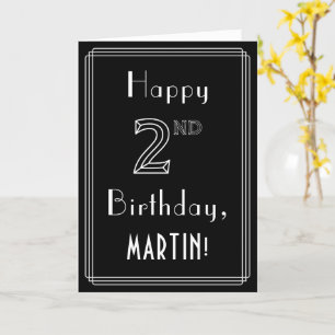 Tarjeta Segundo cumpleaños: Art Deco Style # 2 y nombre pe