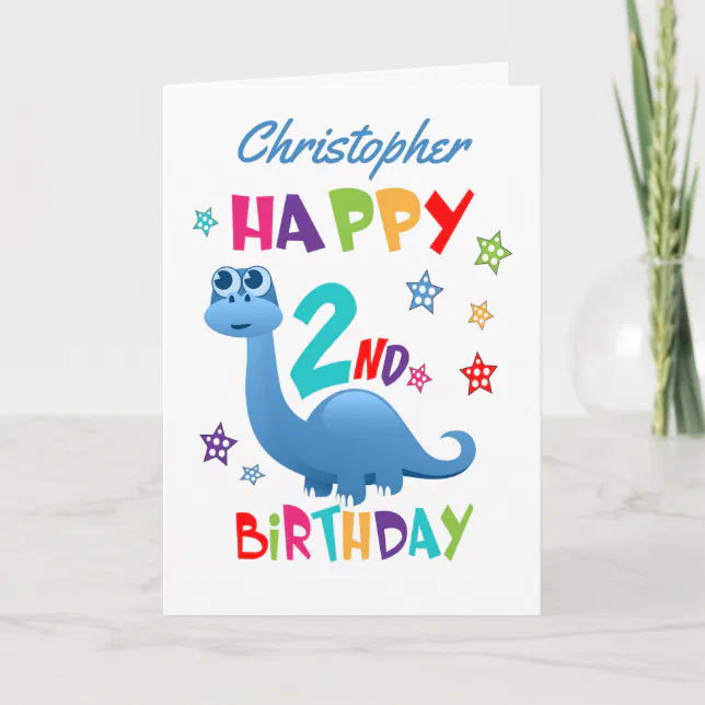 Tarjeta de cumpleaños de 2º cumpleaños para niño, tarjeta de cumpleaños de  dinosaurio, tarjeta de feliz cumpleaños, para niño de 2 años, tarjetas de