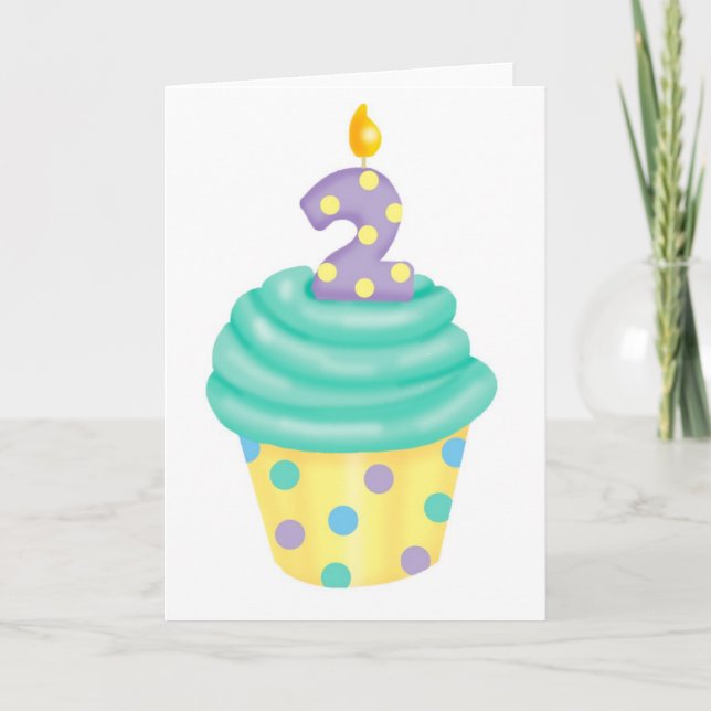 Tarjeta Segundo cumpleaños del bebé - bizcocho (Anverso)
