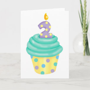 Tarjeta Segundo cumpleaños del bebé - bizcocho