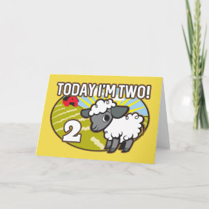 Tarjeta ¡Segundo cumpleaños del niño hoy soy segundo! Cord