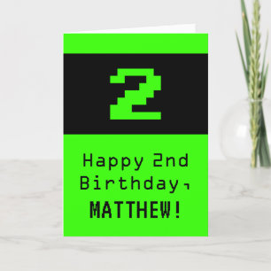 Tarjeta Segundo cumpleaños: Nerdy / Geeky Style "2" y nomb