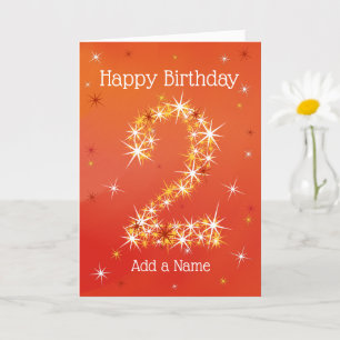 Tarjeta Segundo cumpleaños - Número 2 en las estrellas - R