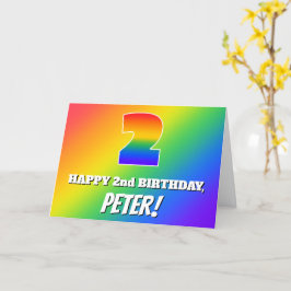 Tarjeta Segundo cumpleaños: Patrón arcoiris multicolor # 2