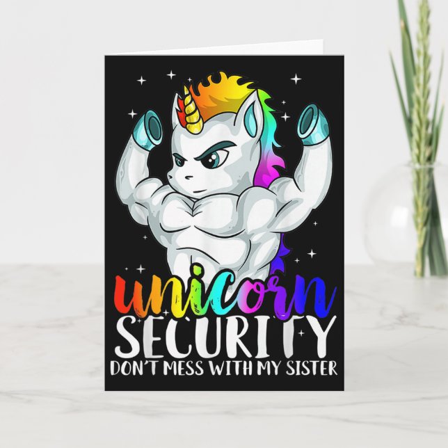 Tarjeta Seguridad Unicornio No Jodas Con Mi Hermana Herman (Anverso)