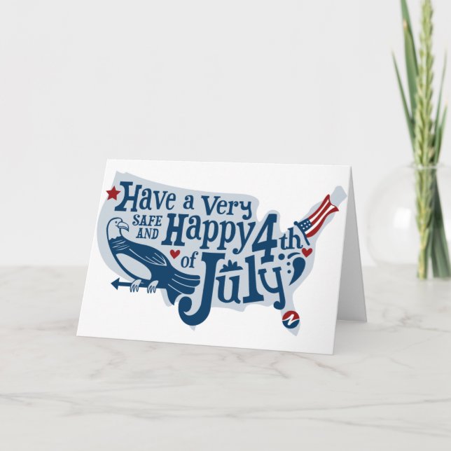 Tarjeta Seguro y feliz el 4 de julio (Anverso)
