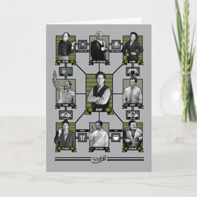 Tarjeta Seinfeld | Gráfico de relaciones de caracteres (Anverso)