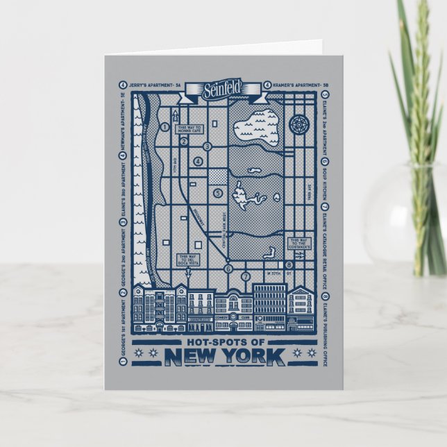 Tarjeta Seinfeld | Puntos calientes del mapa de Nueva York (Anverso)
