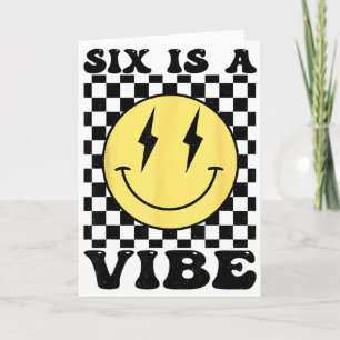 Tarjeta Seis Es Una Sonrisa Retro Cara 6 Cumpleaños 6to