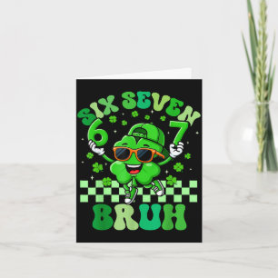 Tarjeta Seis siete 67 meme día de San Patricio para niños