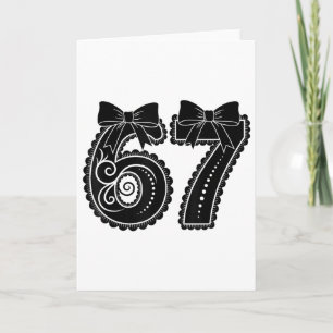 Tarjeta Seis Siete 67 Meme Número 67 Coquette Bow Mujeres