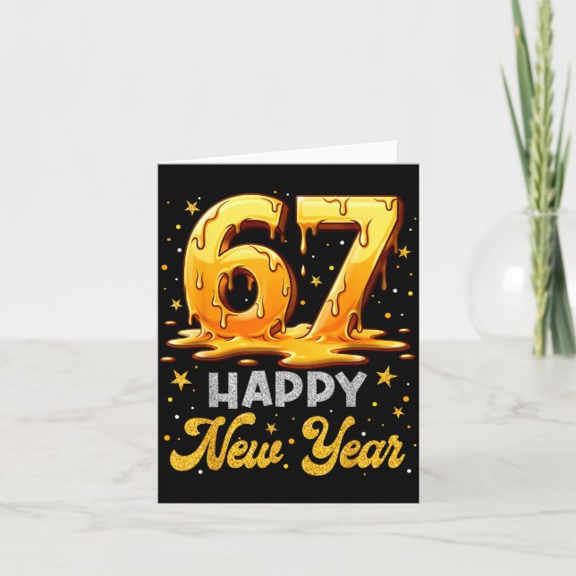 Tarjeta Seis Siete 6 7 Meme Divertido Feliz Año Nuevo 67 H (Anverso)