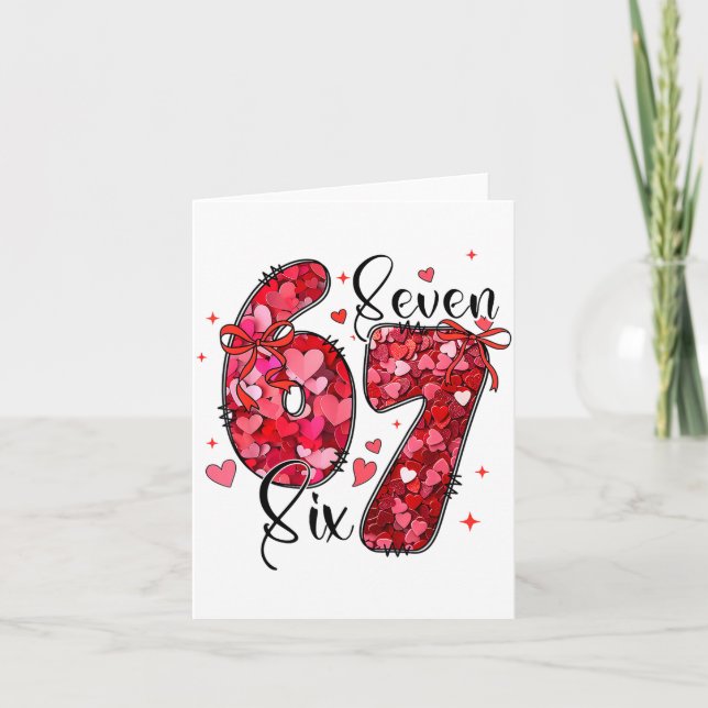 Tarjeta Seis Siete 6 7 San Valentín Meme Divertido Para Ho (Anverso)