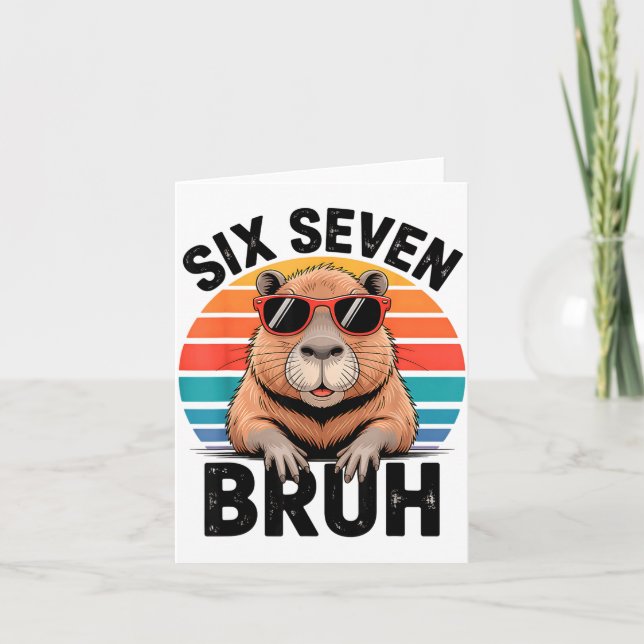 Tarjeta Seis Siete Bruh 6 7 Meme Divertido Capybara 6 7  (Anverso)