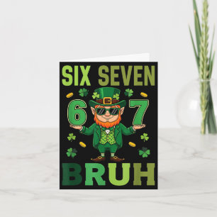 Tarjeta Seis siete bruh duende 67 meme día de San Patricio