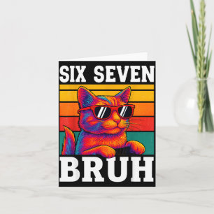 Tarjeta Seis Siete Bruh Gato Retro Vintage Divertido 67 Me