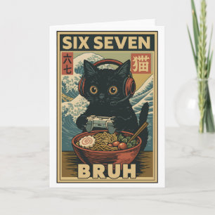 Tarjeta Seis Siete Bruh Gato Vintage Regalo Meme para Homb