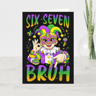 Tarjeta Seis Siete Bruh Mardi Gras Duende Sombrero de Bufó