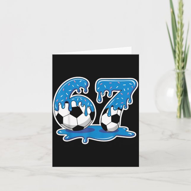 Tarjeta Seis Siete Fútbol Helado Goteo Diseño Divertido (Anverso)