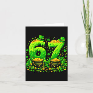 Tarjeta Seis siete meme 67 día de San Patricio trébol homb