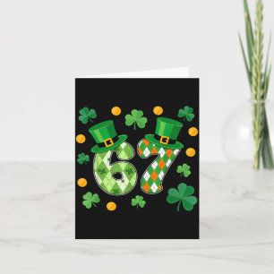 Tarjeta Seis Siete Meme 67 Día de San Patricio Tréboles Ho