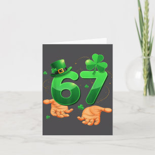 Tarjeta Seis Siete Meme 67 Día de San Patricio Tréboles Ho
