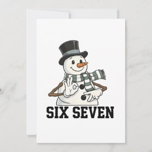 Tarjeta Seis Siete Muñeco de Nieve Navidad Santa 6 7 Xmas