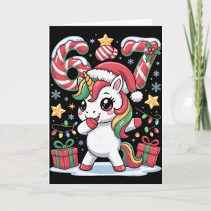Tarjeta Seis Siete Navidad Unicornio Meme Divertido Lindo