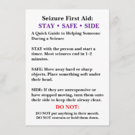 Tarjeta Seizure First Aid Card