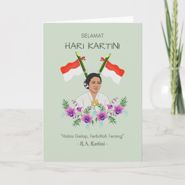 Tarjeta Selamat Hari Kartini Feliz Día de Kartini Indonesi (Anverso)