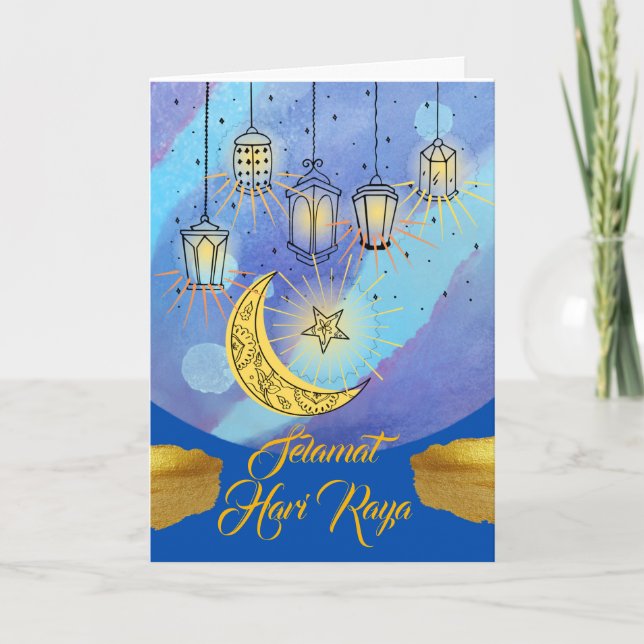 Tarjeta Selamat Hari Raya Linternas por la noche (Anverso)