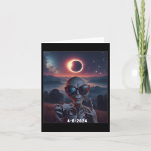 Tarjeta Selfie Con Eclipse Solar 2024 Con Gles Retro
