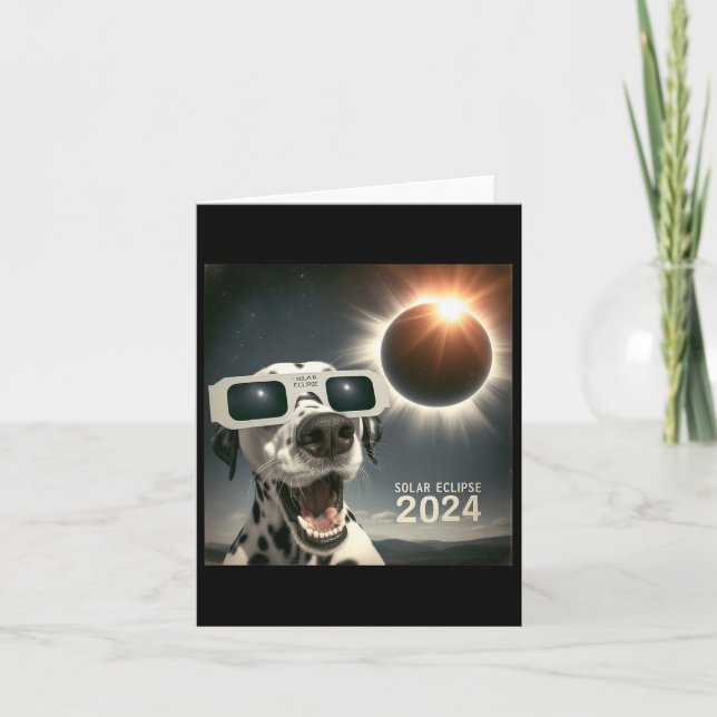 Tarjeta Selfie Dalmacia Niños Hombres Eclipse Solar Perro (Anverso)