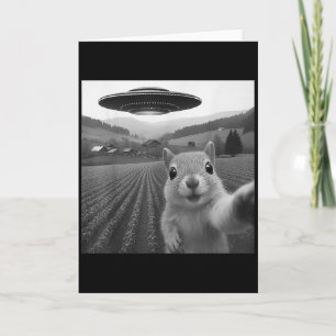 Tarjeta Selfie de ardilla con ovni alienígena regalos dive