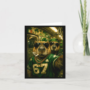 Tarjeta selfie de carpincho día de san patricio pandillero