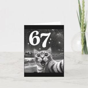 Tarjeta Selfie de gato con 67 meme gatos divertidos gráfic