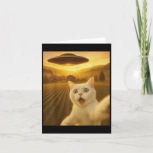 Tarjeta Selfie De Gato Con Alien Ufo Graciosos Regalos De