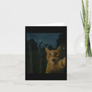 Tarjeta Selfie De Gato Con Alienígenas Divertidos Regalos 